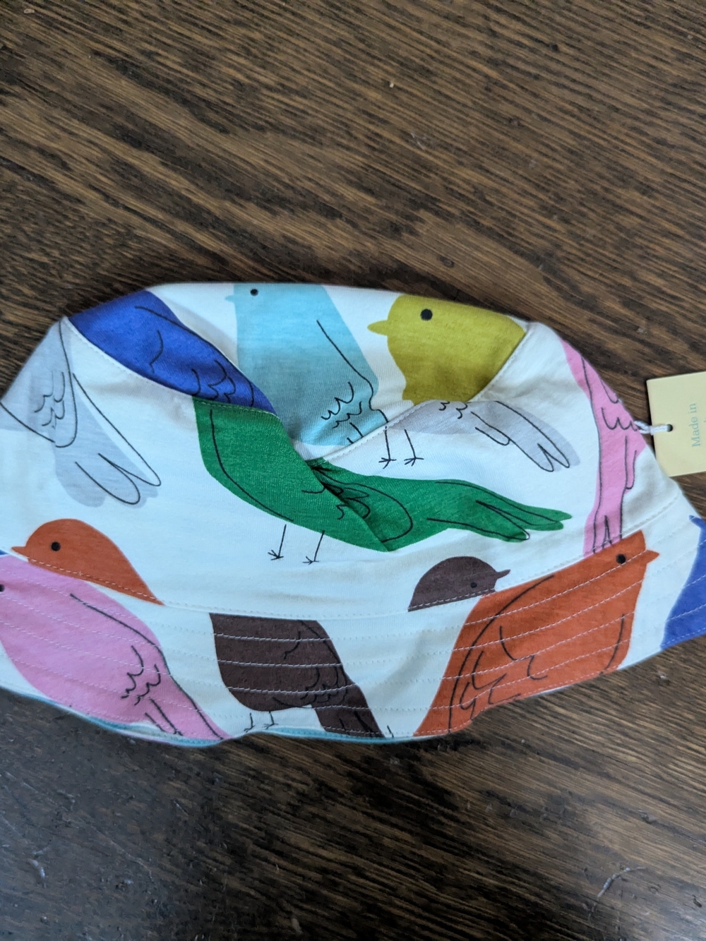 Mini Boden 2-6Y Rainbow Bird Reversible Jersey Hat 2016 NWT